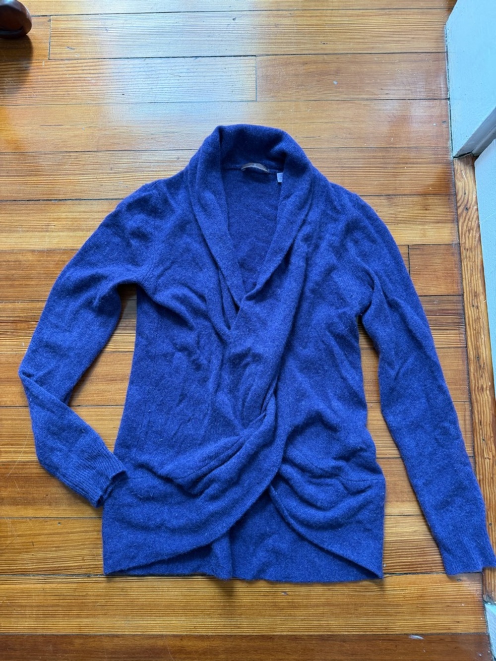 Shawl-Collar Open Front Cardigan Sweater - Purple